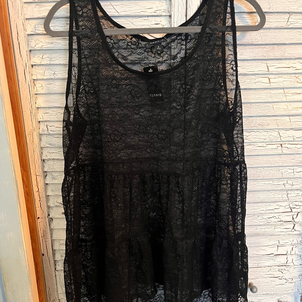 Torrid size 2 Sheer Lace Babydoll top NWT